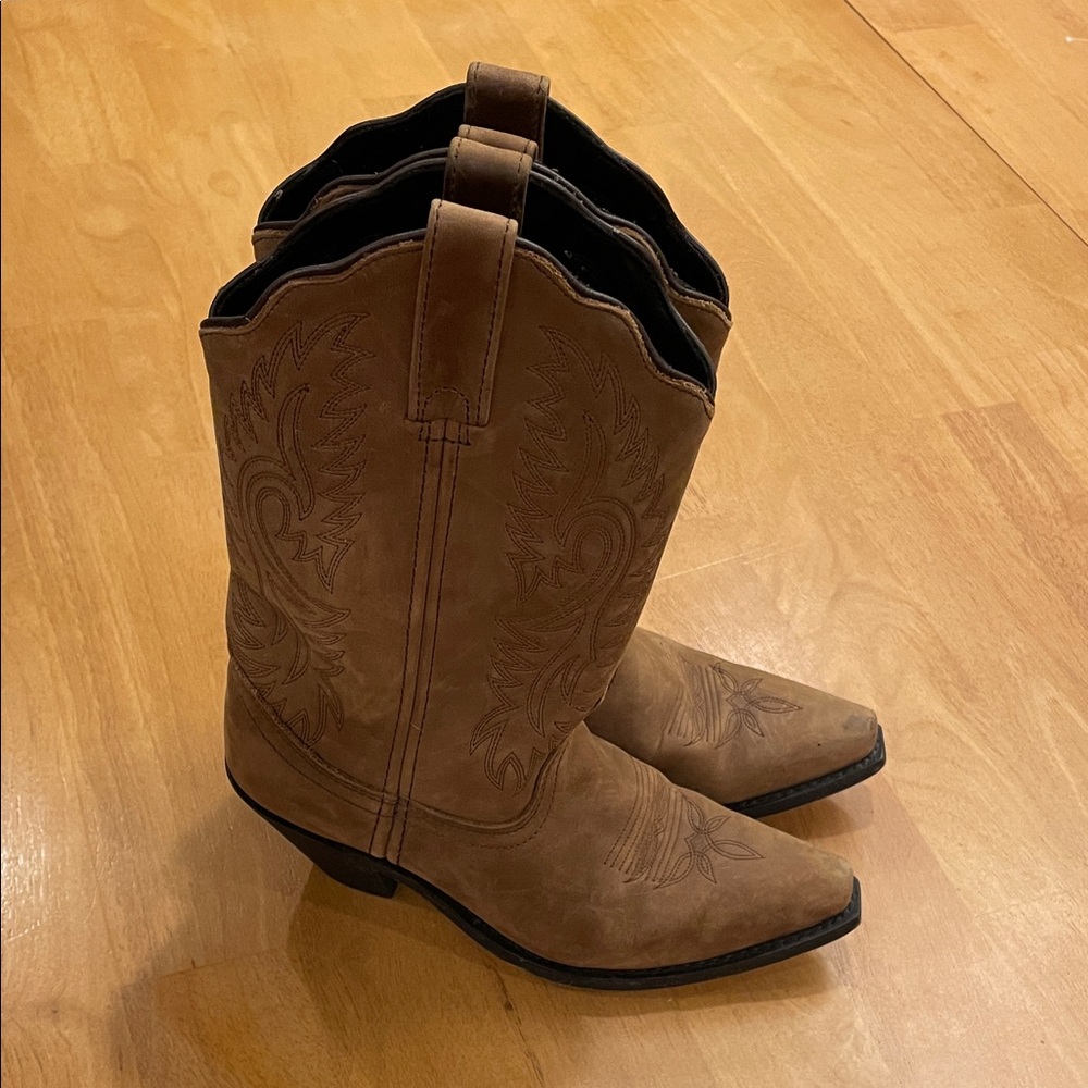 Masterson Women’s Brown Leather Western Heeled Cowboy Boots Size 7 RB3432
